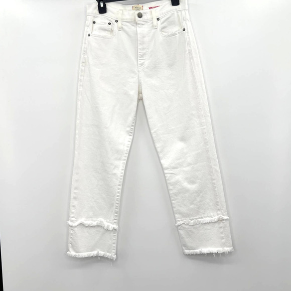 Alice + Olivia Denim - AO.LA Alice + Olivia Amazing High Rise Jeans Women's 29 White Double Denim Hem